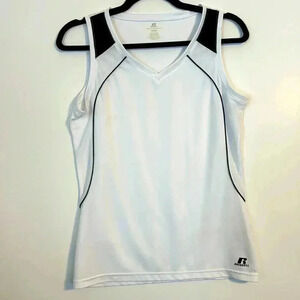 Russell athletic women’s top sz M white with black accents trim